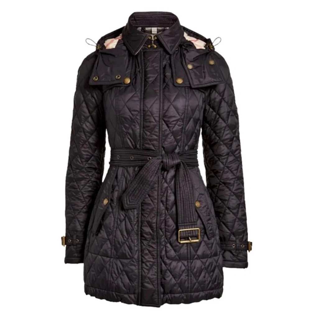 Burberry Black Quilted Belted Trench Jacket - Picture 4 of 8